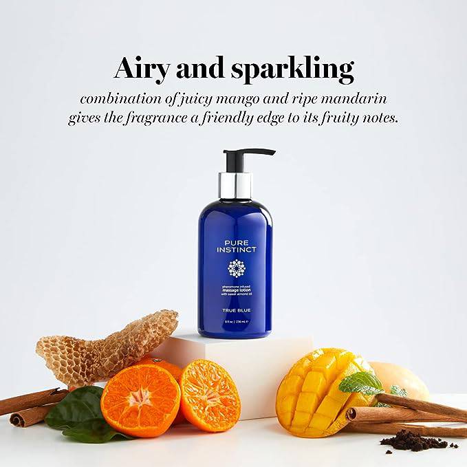 PURE INSTINCT Pheromone Massage & Body Lotion True Blue 8 oz | 236mL - FifthGate