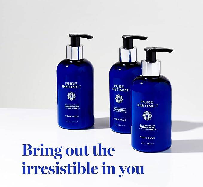 PURE INSTINCT Pheromone Massage & Body Lotion True Blue 8 oz | 236mL - FifthGate