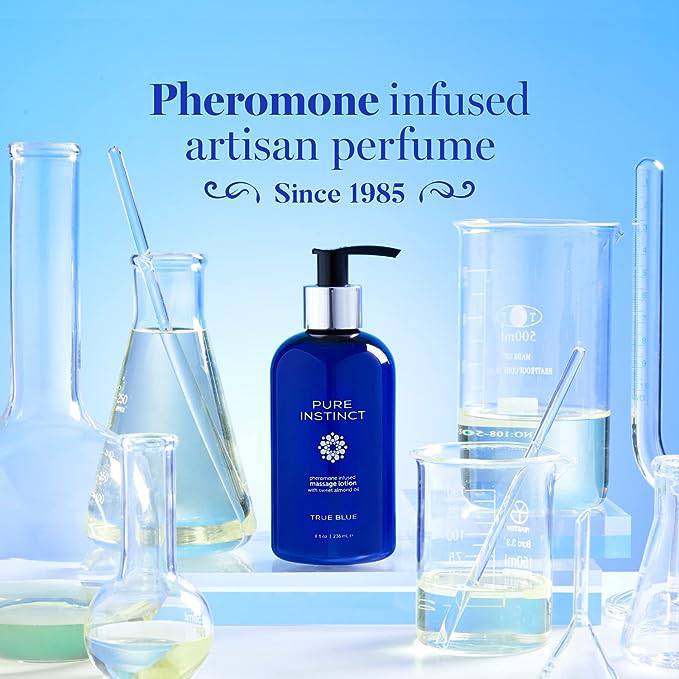 PURE INSTINCT Pheromone Massage & Body Lotion True Blue 8 oz | 236mL - FifthGate