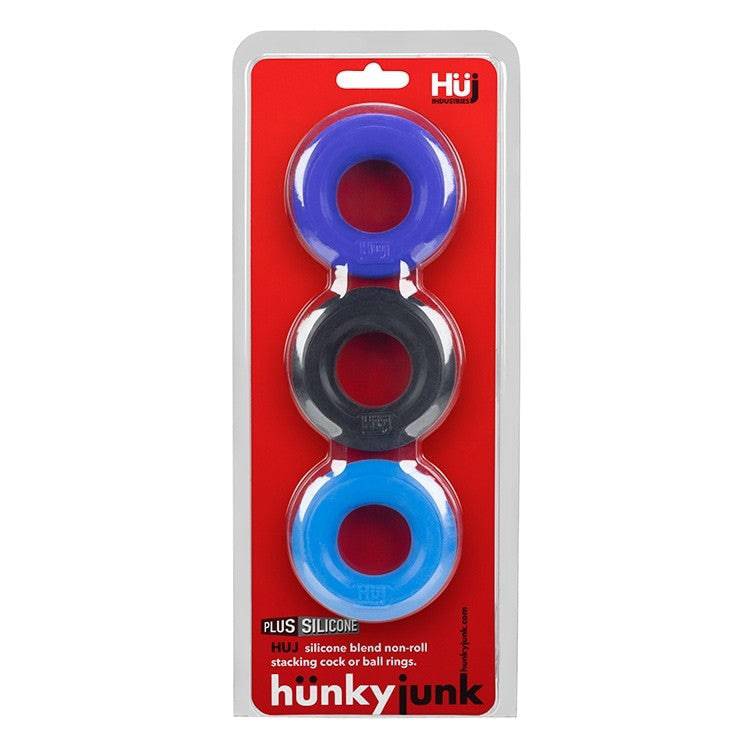 Hunkyjunk HUJ3 c-ring 3-pack,  COBALT MULTI - Tar/Cobalt/Aqua - FifthGate