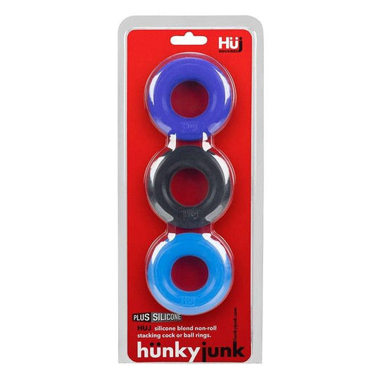 Hunkyjunk HUJ3 c-ring 3-pack,  COBALT MULTI - Tar/Cobalt/Aqua - FifthGate