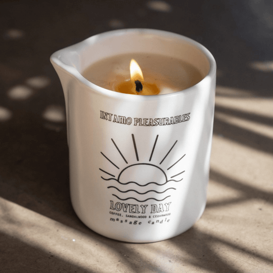 Intamo Lovely Day Massage Candle - Coffee Sandalwood Cedar - FifthGate