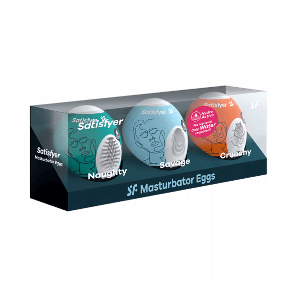 Satisfyer Masturbator Egg 3er Set (Naughty, Savage, Crunchy) Assorted - FifthGate