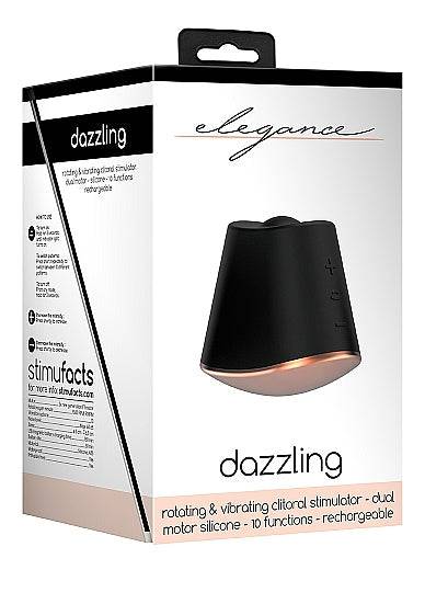 Shots Toys Elegance Dazzling Rotating &amp; Vibrating Clitoral Stimulator Black/Gold - FifthGate