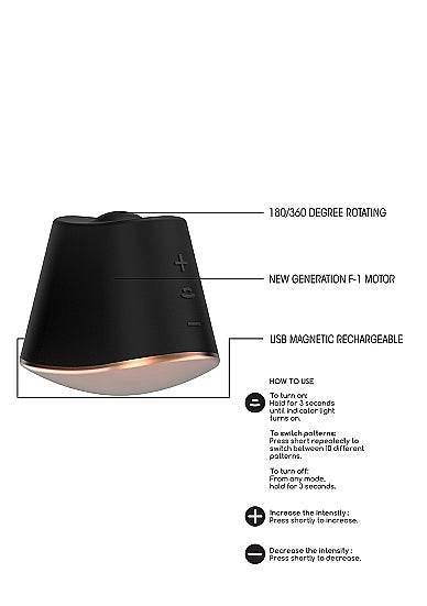 Shots Toys Elegance Dazzling Rotating &amp; Vibrating Clitoral Stimulator Black/Gold - FifthGate