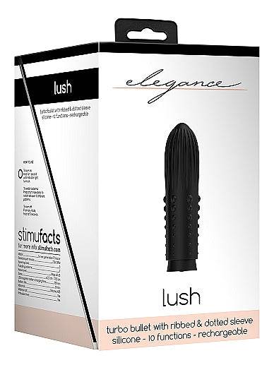 Shots Toys Elegance Lush Turbo Rechargeable Bullet Vibrator Black - FifthGate