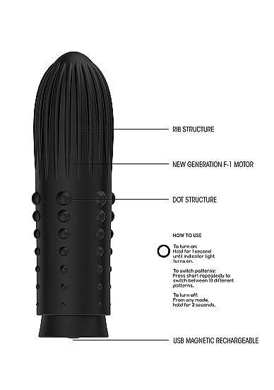 Shots Toys Elegance Lush Turbo Rechargeable Bullet Vibrator Black - FifthGate