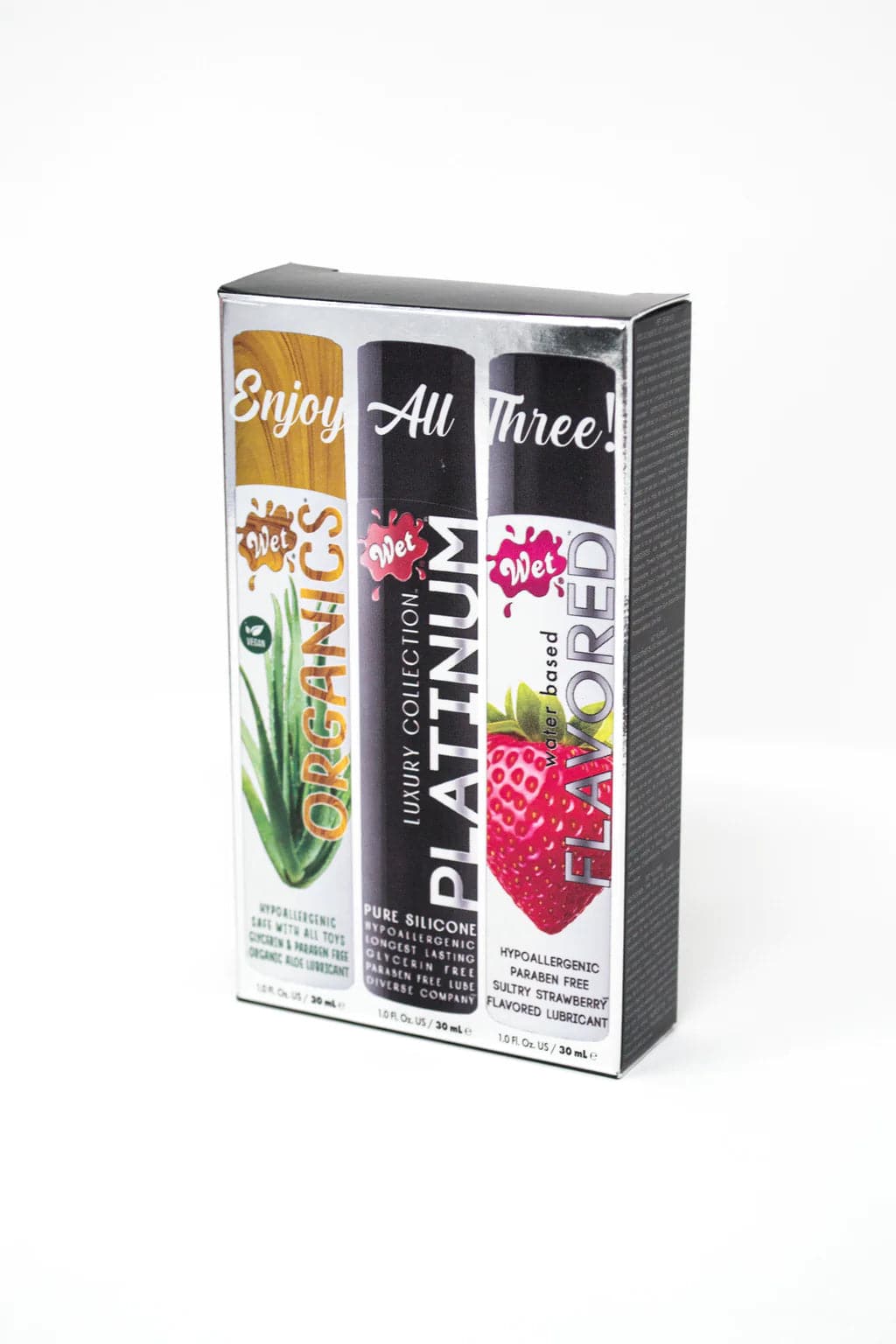 Wet® 3 PACK SAMPLER (1OZ ESSENTIAL95, PLATINUM, STRAWBERRY) 1 Fl. Oz./30mL x 3 - FifthGate