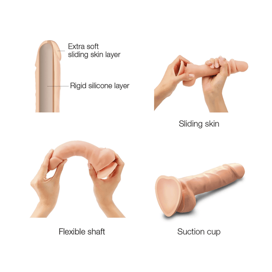 SLIDING SKIN REALISTIC DILDO VANILLA XL - FifthGate