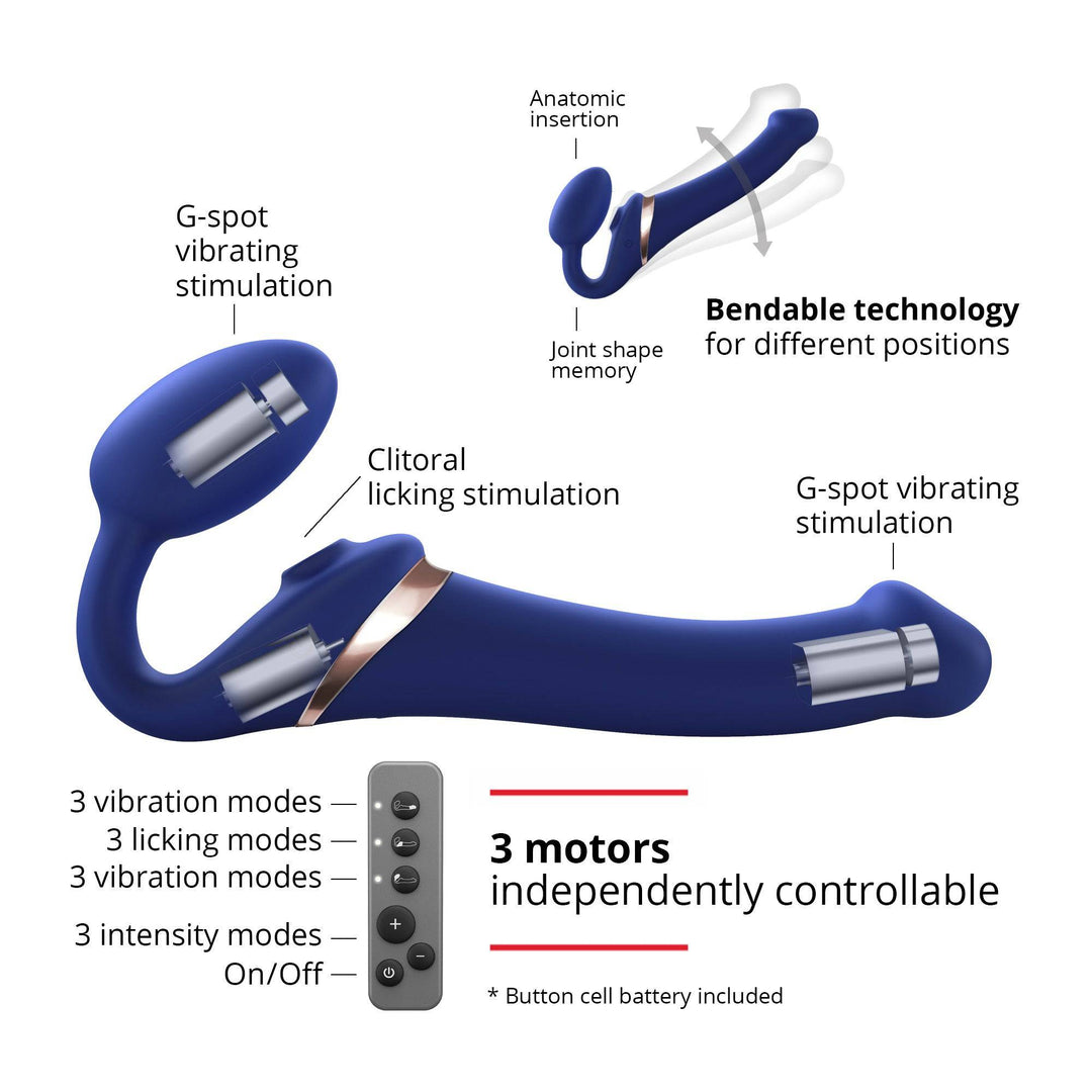 MULTI ORGASM BENDABLE STRAP-ON - S - NIGHT BLUE - FifthGate