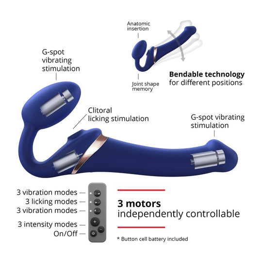 MULTI ORGASM BENDABLE STRAP-ON - S - NIGHT BLUE - FifthGate