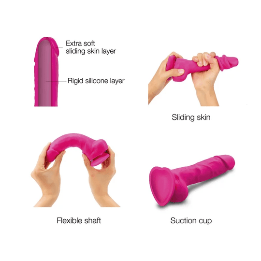 SLIDING SKIN REALISTIC DILDO FUCHSIA M - FifthGate
